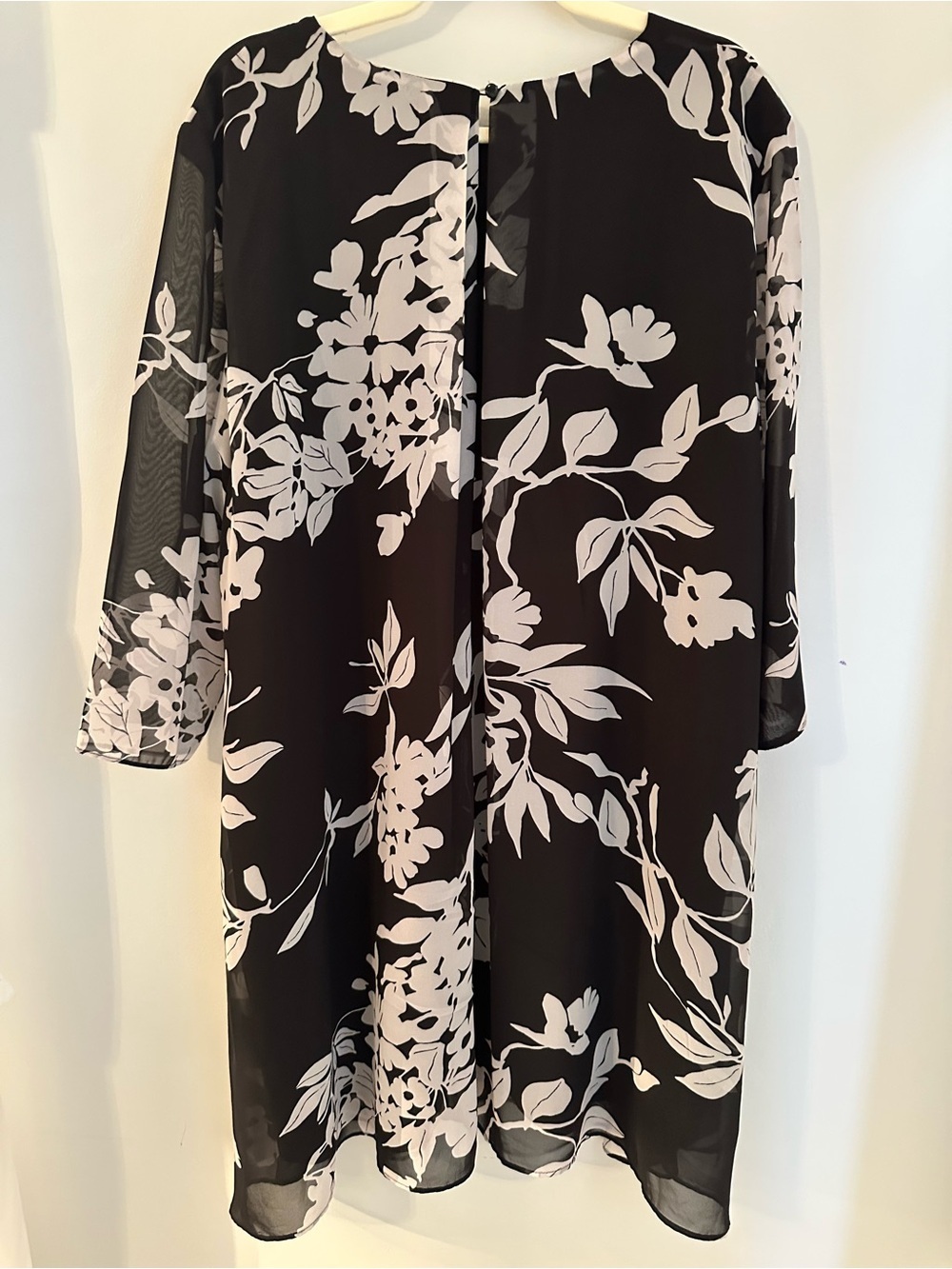 Eva Mendes NY&Company Black White Floral Dress Sheer Sleeves Women XXL - Picture 9 of 9